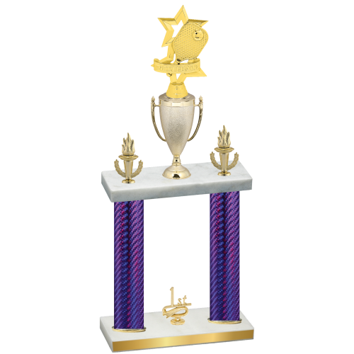 Double Purple Carbon Fiber First Place Pickleball Trophy