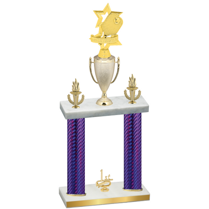 Double Purple Carbon Fiber First Place Pickleball Trophy