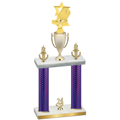 Double Purple Carbon Fiber Year Pickleball Trophy