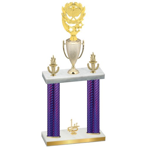 Double Purple Carbon Fiber First Place Pickleball Trophy