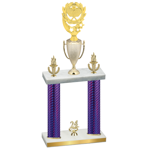 Double Purple Carbon Fiber Year Pickleball Trophy