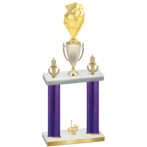 Double Purple Carbon Fiber First Place Pickleball Trophy
