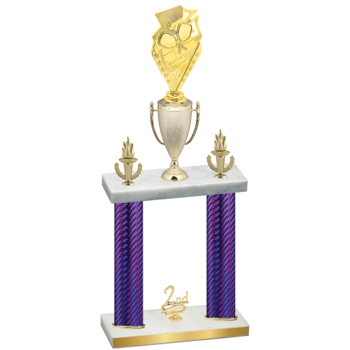 Double Purple Carbon Fiber Second Place Pickleball Trophy