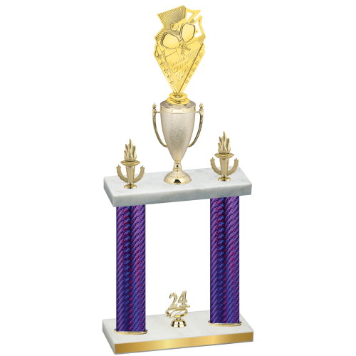 Double Purple Carbon Fiber Year Pickleball Trophy
