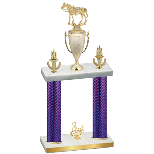 Double Purple Carbon Fiber Third Place Horses Trophy
