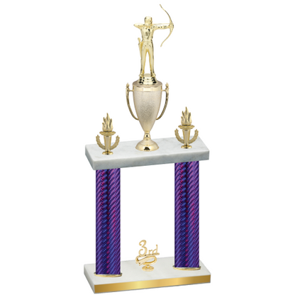 Double Purple Carbon Fiber Third Place Archery Trophy