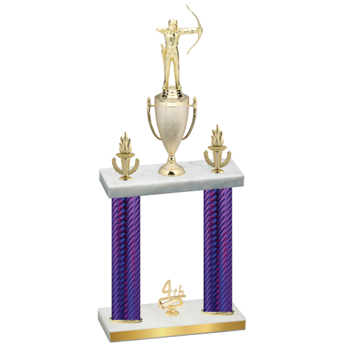 Double Purple Carbon Fiber Fourth Place Archery Trophy