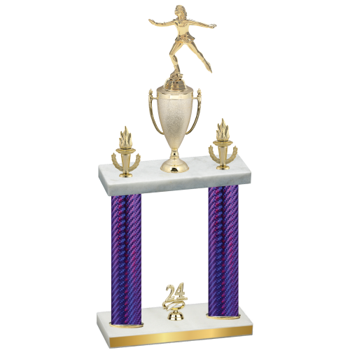 Double Purple Carbon Fiber Year Skater Trophy