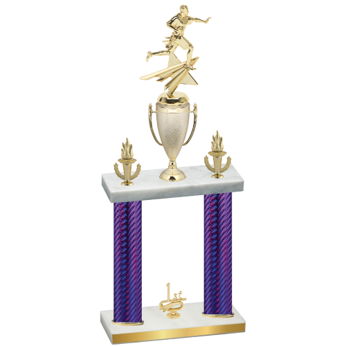 Double Purple Carbon Fiber First Place Flag Football Trophy