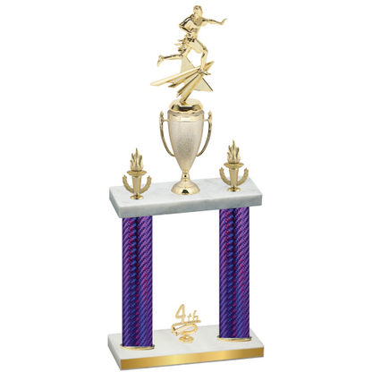Double Purple Carbon Fiber Fourth Place Flag Football Trophy