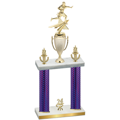 Double Purple Carbon Fiber Year Flag Football Trophy