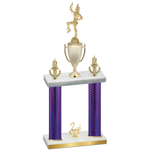 Double Purple Carbon Fiber Second Place Majorette Trophy