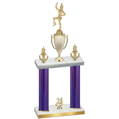 Double Purple Carbon Fiber Year Majorette Trophy