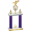 Double Purple Carbon Fiber Third Place Fishing Trophy