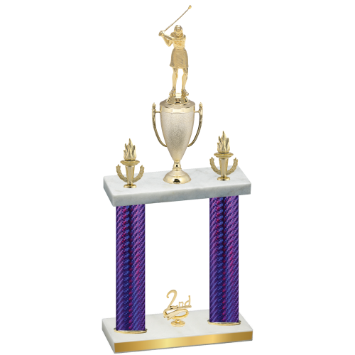 Double Purple Carbon Fiber Second Place Golf Trophy