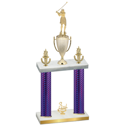 Double Purple Carbon Fiber Third Place Golf Trophy