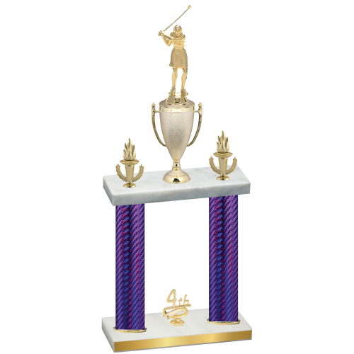 Double Purple Carbon Fiber Fourth Place Golf Trophy