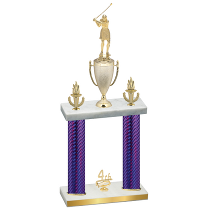 Double Purple Carbon Fiber Fourth Place Golf Trophy