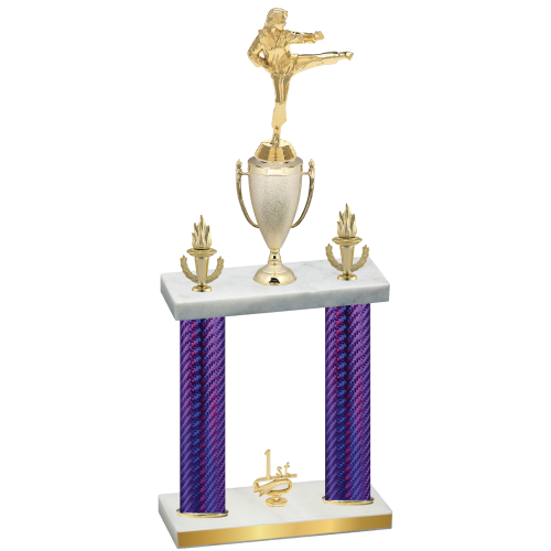 Double Purple Carbon Fiber First Place Karate Trophy