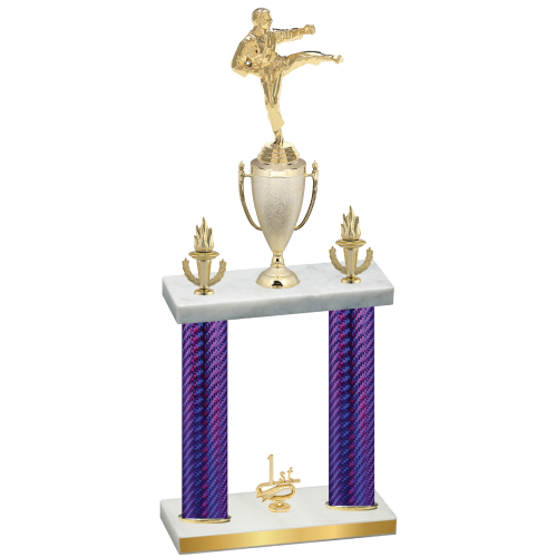 Double Purple Carbon Fiber First Place Karate Trophy