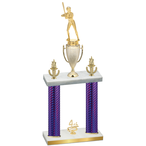 Double Purple Carbon Fiber Fourth Place Softball Trophy