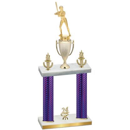 Double Purple Carbon Fiber Year Softball Trophy