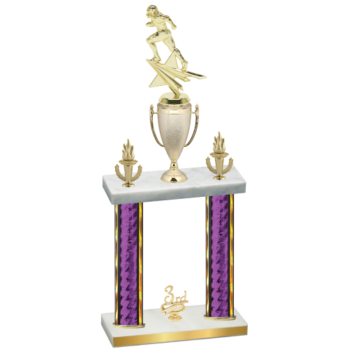 Double Purple Glacier Third Place Football Trophy