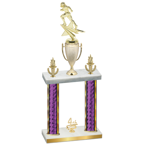 Double Purple Glacier Fourth Place Football Trophy