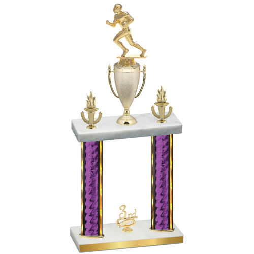 Double Purple Glacier Third Place Football Trophy