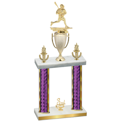 Double Purple Glacier Third Place Lacrosse Trophy