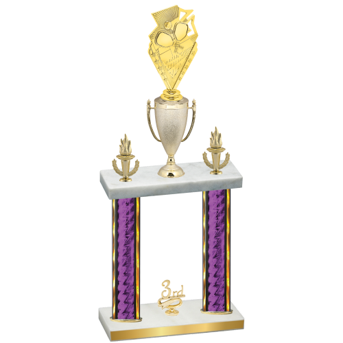 Double Purple Glacier Third Place Pickleball Trophy