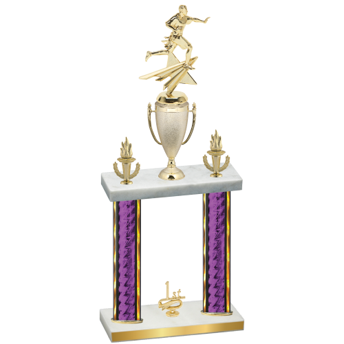 Double Purple Glacier First Place Flag Football Trophy