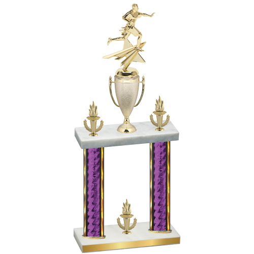 Double Purple Glacier Victory Flag Football Trophy