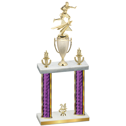 Double Purple Glacier Year Flag Football Trophy