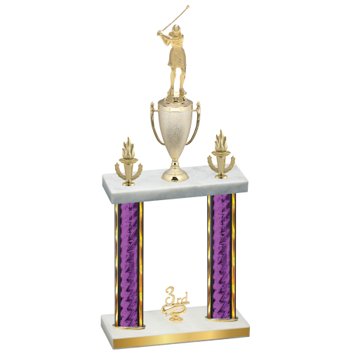 Double Purple Glacier Third Place Golf Trophy