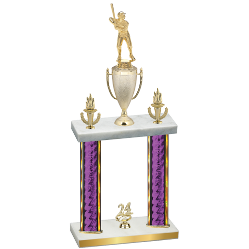 Double Purple Glacier Year Baseball Trophy