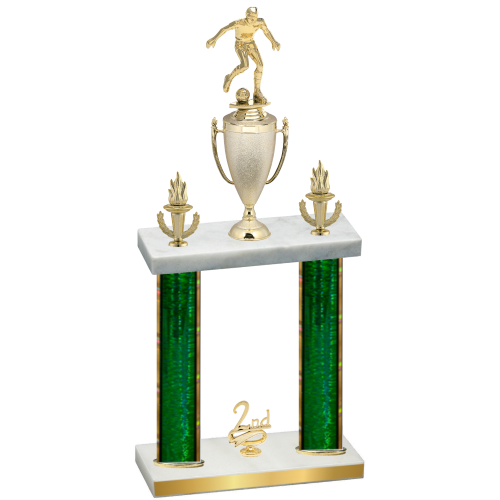 Double Green Glacier Second Place Soccer Trophy