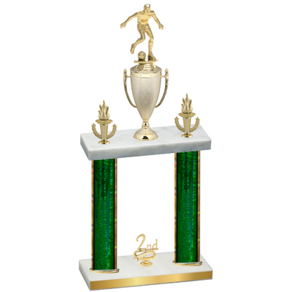 Double Green Glacier Second Place Soccer Trophy