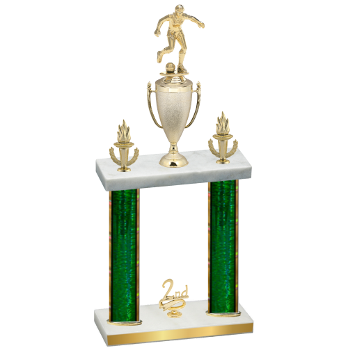 Double Green Glacier Second Place Soccer Trophy