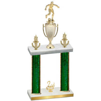 Double Green Glacier Second Place Soccer Trophy