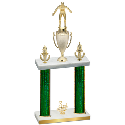 Double Green Glacier Third Place Wrestling Trophy