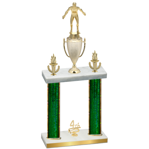 Double Green Glacier Fourth Place Wrestling Trophy