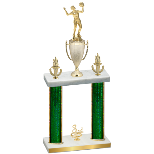 Double Green Glacier Third Place Volleyball Trophy