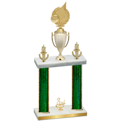 Double Green Glacier Third Place Volleyball Trophy