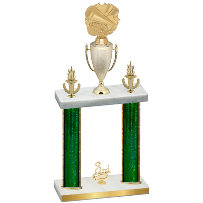 Double Green Glacier Third Place Cheerleading Trophy