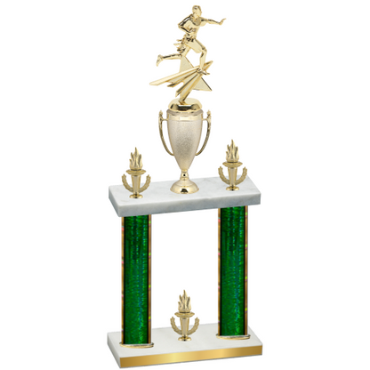 Double Green Glacier Victory Flag Football Trophy