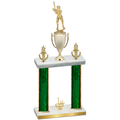Double Green Glacier First Place Baseball Trophy