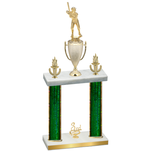 Double Green Glacier Third Place Baseball Trophy