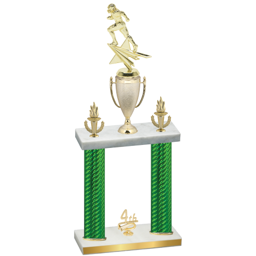 Double Green Carbon Fiber Fourth Place Football Trophy