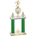 Double Green Carbon Fiber Third Place Soccer Trophy